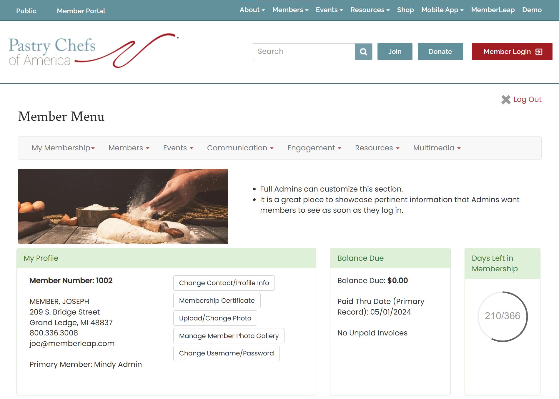 Member Menu Website
